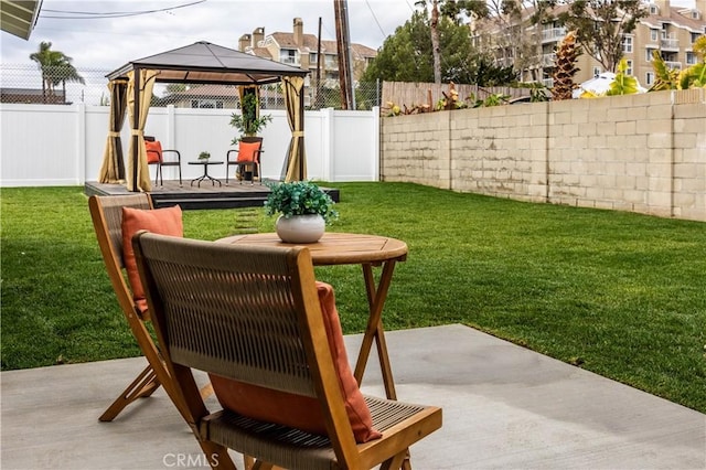 view of yard with a gazebo and a patio area