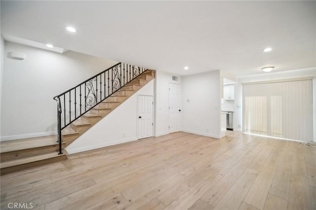 unfurnished living room featuring light hardwood / wood-style floors