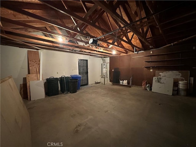 basement featuring gas water heater