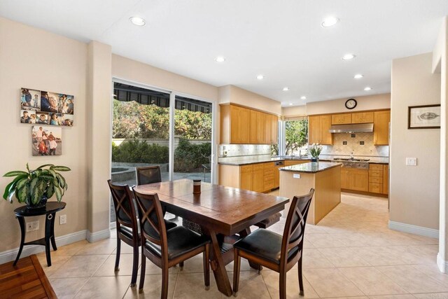 view of tiled dining room