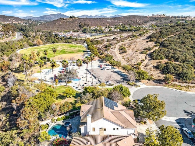 aerial view with a mountain view