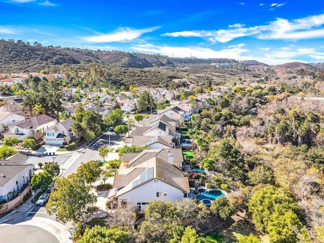 drone / aerial view with a mountain view