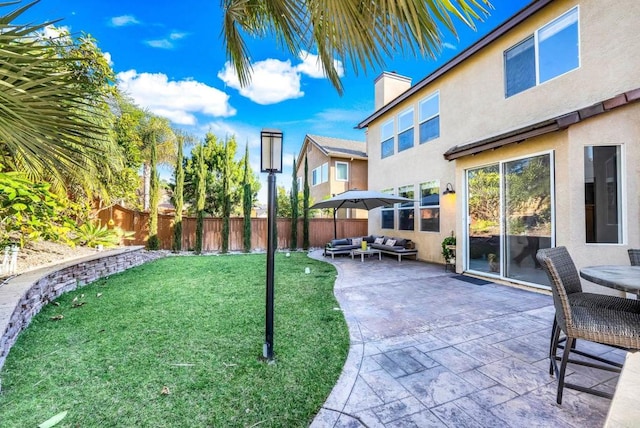 view of yard with a patio and an outdoor hangout area