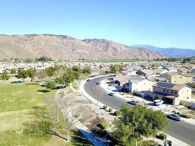 aerial view with a mountain view