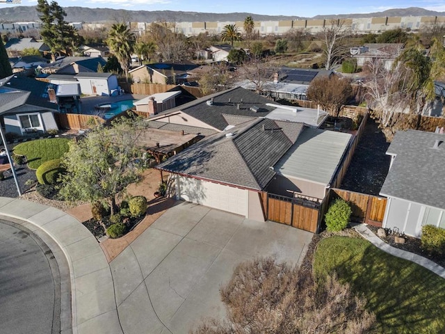 aerial view with a mountain view