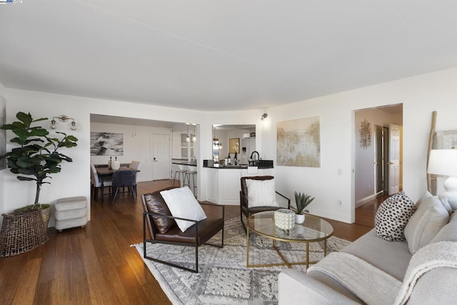 living room featuring dark hardwood / wood-style floors