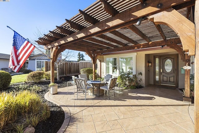 view of patio / terrace featuring a pergola