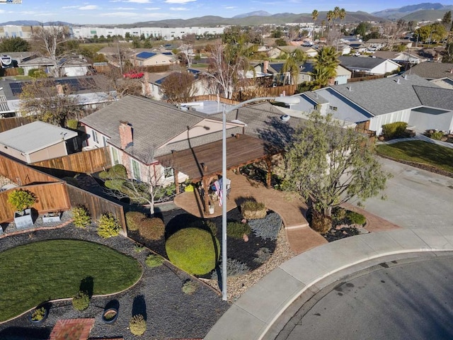 aerial view with a mountain view