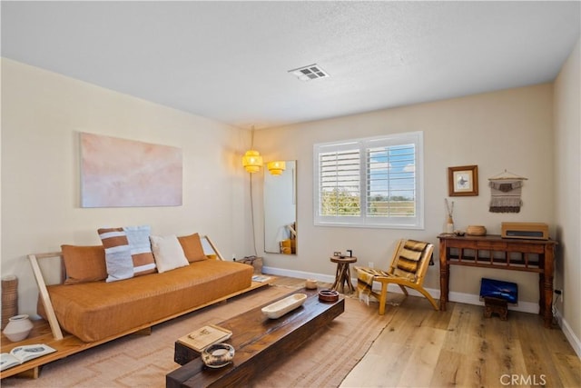 living room with hardwood / wood-style floors