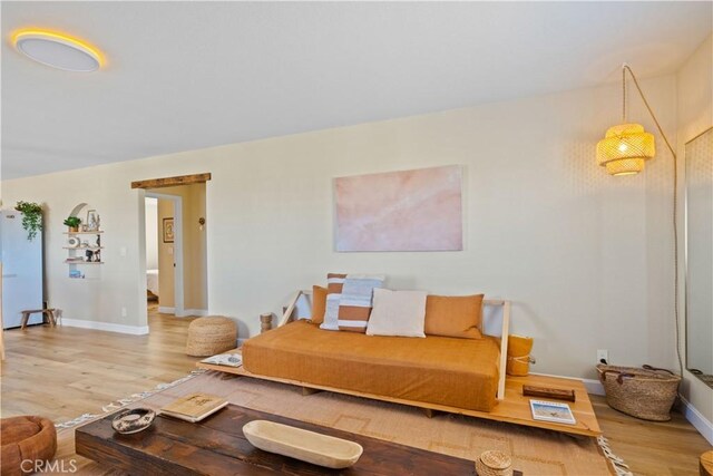 living room with hardwood / wood-style floors