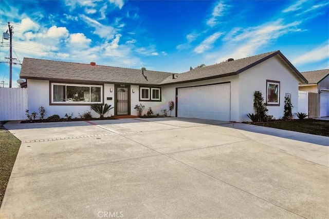 single story home with a garage