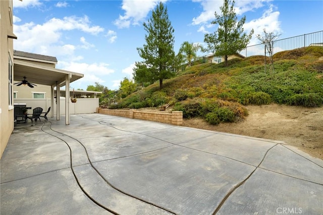 view of patio with ceiling fan