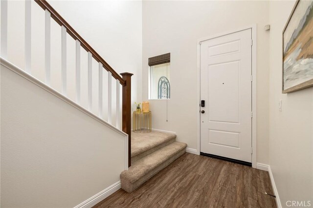 entrance foyer with dark hardwood / wood-style floors