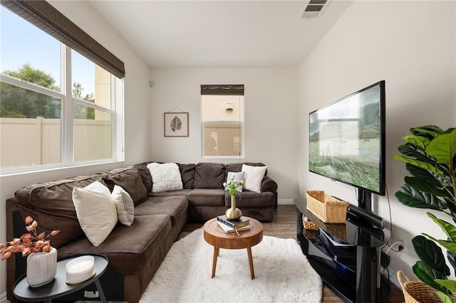 living room with wood-type flooring