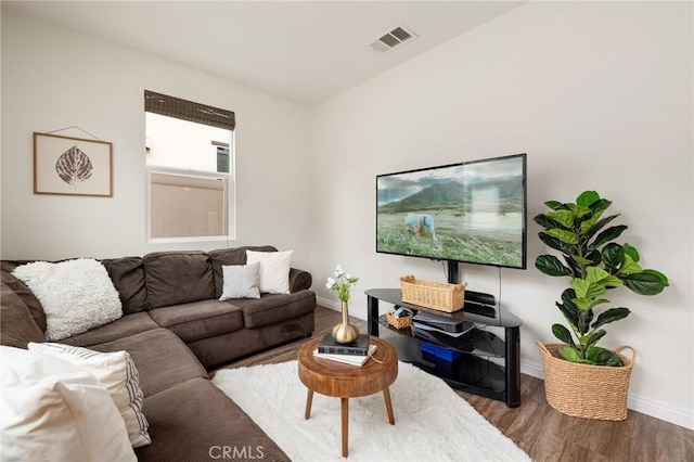 living room featuring wood-type flooring