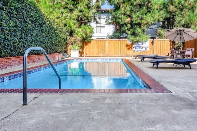 view of swimming pool with a patio area