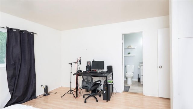 office area featuring light hardwood / wood-style flooring