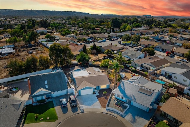 view of aerial view at dusk