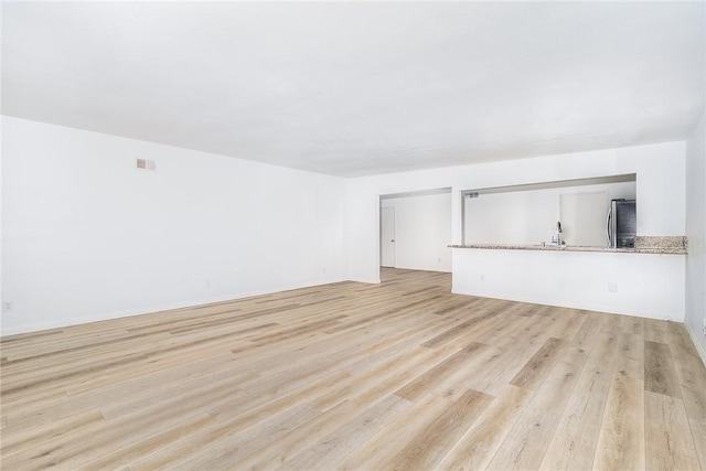 unfurnished living room with light hardwood / wood-style floors