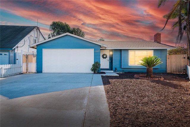 view of front of house with a garage