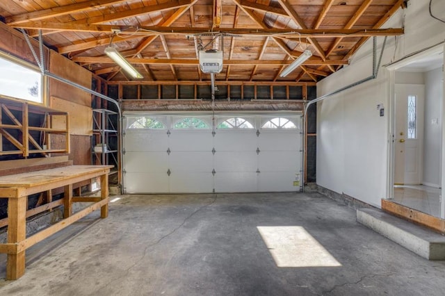 garage with a garage door opener