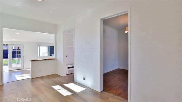 interior space with light hardwood / wood-style floors