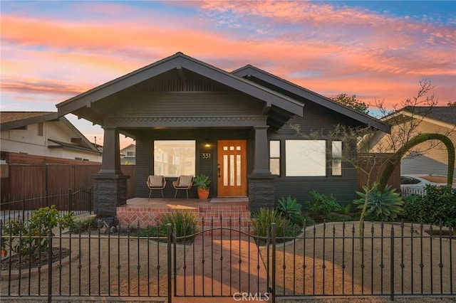 craftsman-style house with covered porch