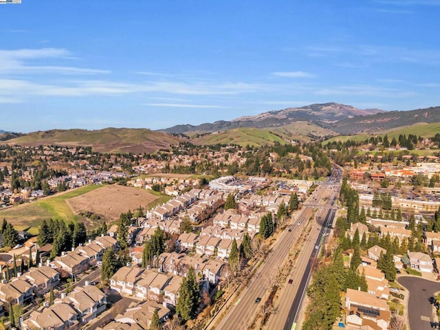 bird's eye view featuring a mountain view