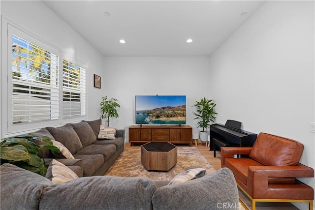 living room with hardwood / wood-style floors