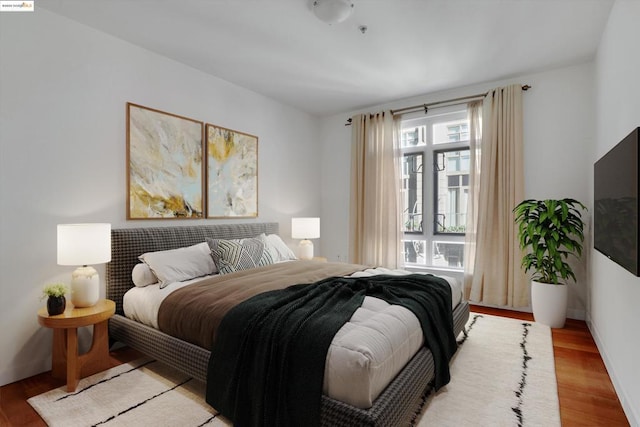 bedroom featuring light hardwood / wood-style flooring