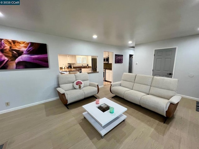 living room featuring light hardwood / wood-style floors