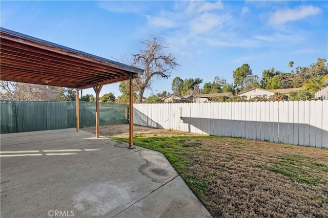 view of yard with a patio area