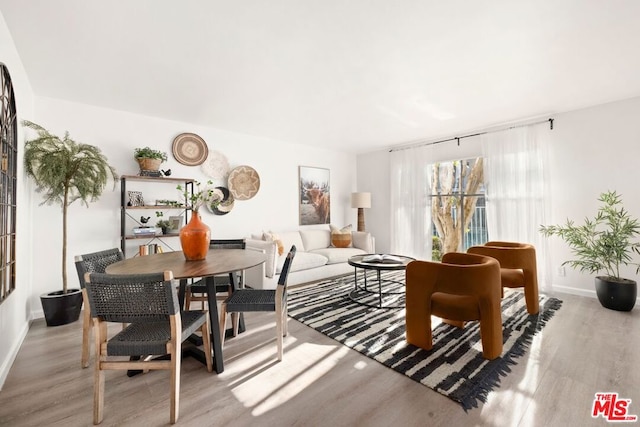 living room with light hardwood / wood-style flooring