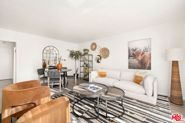 living room with hardwood / wood-style floors