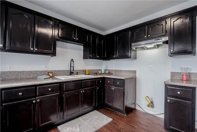 kitchen with sink and dark wood-type flooring