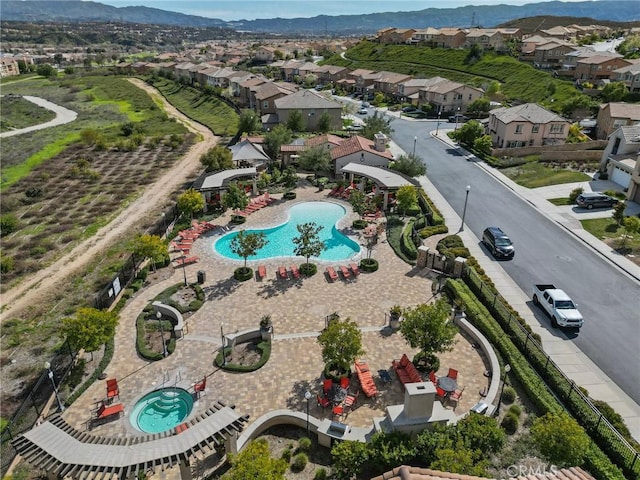 aerial view featuring a mountain view