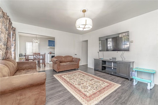 living room featuring dark hardwood / wood-style floors