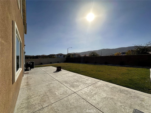 view of patio featuring a mountain view