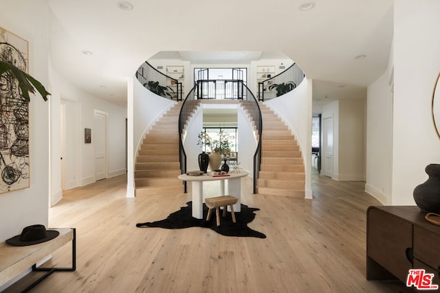 foyer featuring light wood-type flooring