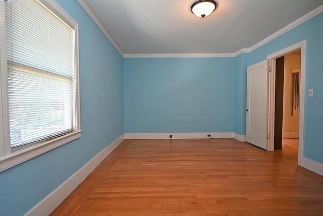 interior space featuring light wood-type flooring and crown molding