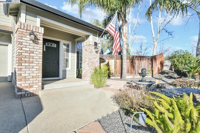 property entrance with a garage