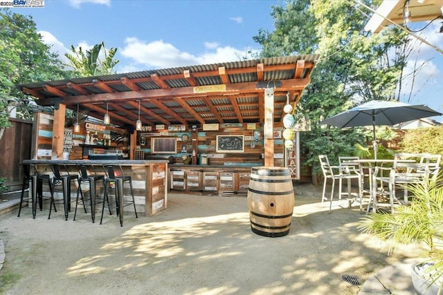 view of patio / terrace featuring a bar