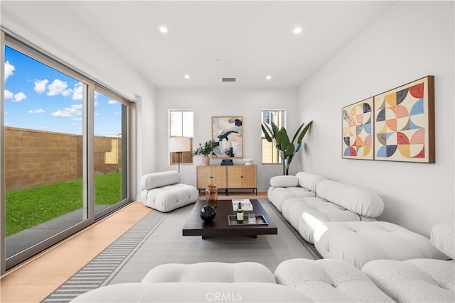 living room featuring light hardwood / wood-style flooring