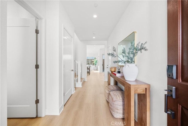 hall featuring light hardwood / wood-style flooring