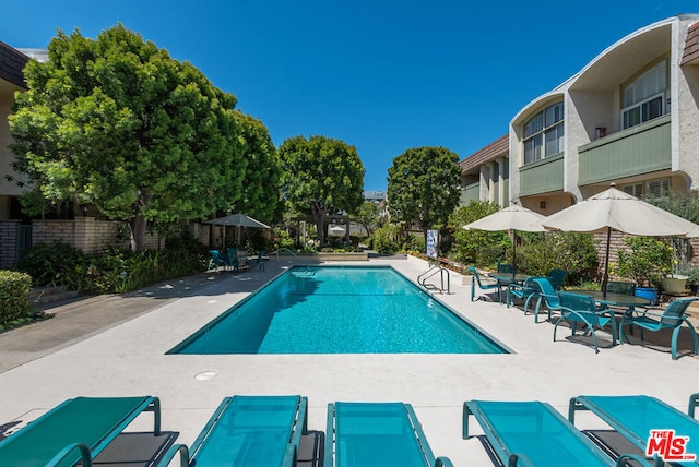 view of pool featuring a patio area