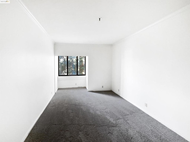 carpeted spare room with crown molding