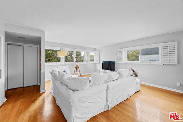 living room with light wood-type flooring