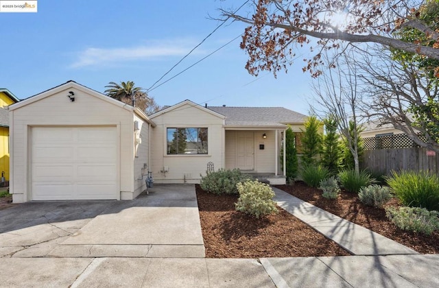 single story home with a garage