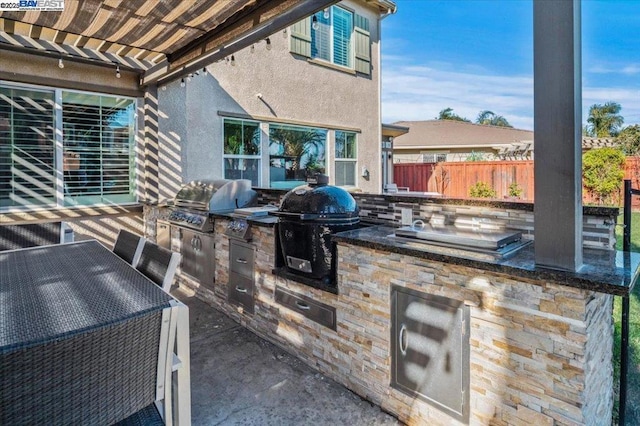 view of patio / terrace with area for grilling and exterior kitchen