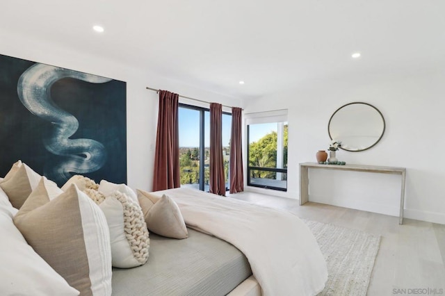 bedroom featuring light hardwood / wood-style floors